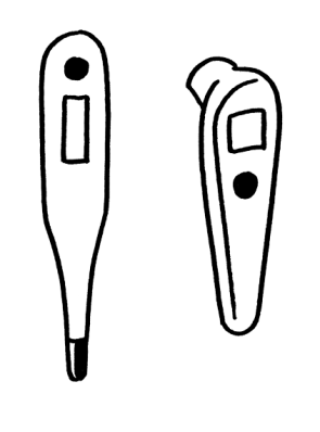 Stab-u. Infrarot Zeichnung von zwei verschiedenen Thermometern.