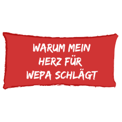 Hellrote Sprechblase: "Warum mein Herz für WEPA schlägt"