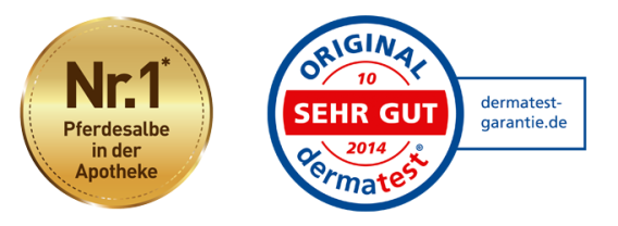 Auszeichnung Pferdesalbe 2014 original dermatest und Nr1 Pferdesalbe